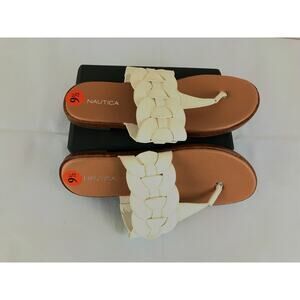 Women's sandals tan white open toe Nautica 9 1/2 New